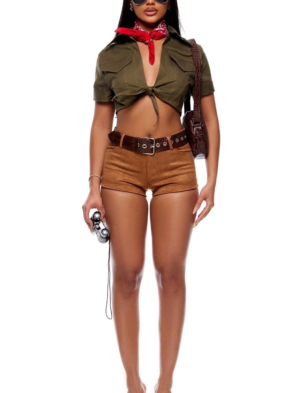 NWT Forplay Olive Green Utility Tie Front Crop Top S/M